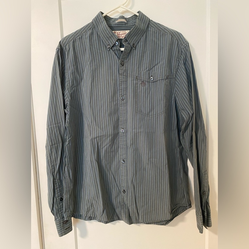 Original Penguin Men's Blue Striped Shirt